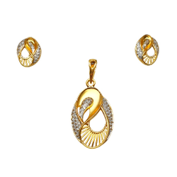 CZ Gold Pendant Set