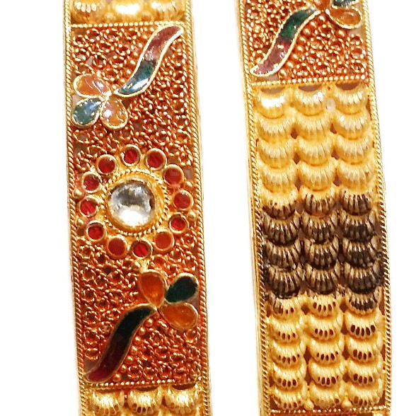 22k Gold Meenakari Round Shape Patla Bangles MGA - GP035