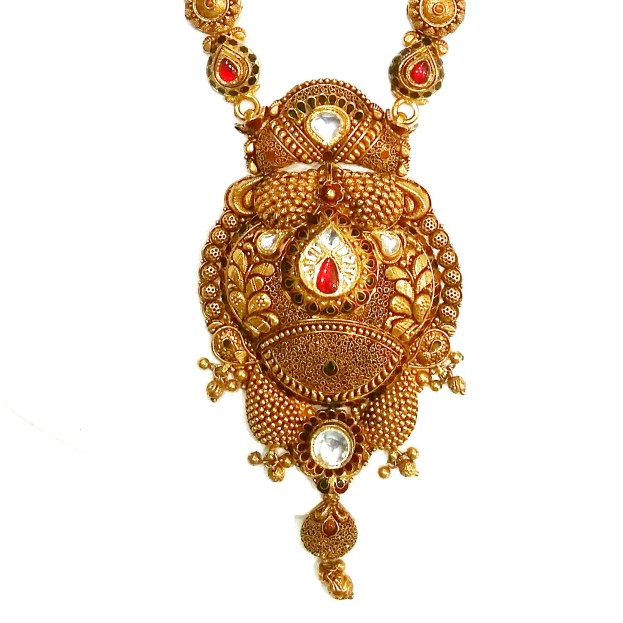 22k Gold Antique Rajwadi Necklace MGA - GLS052