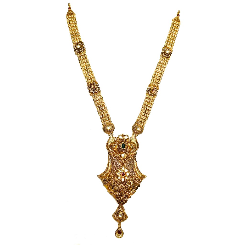 22K Gold Antique Rajwadi Necklace M...