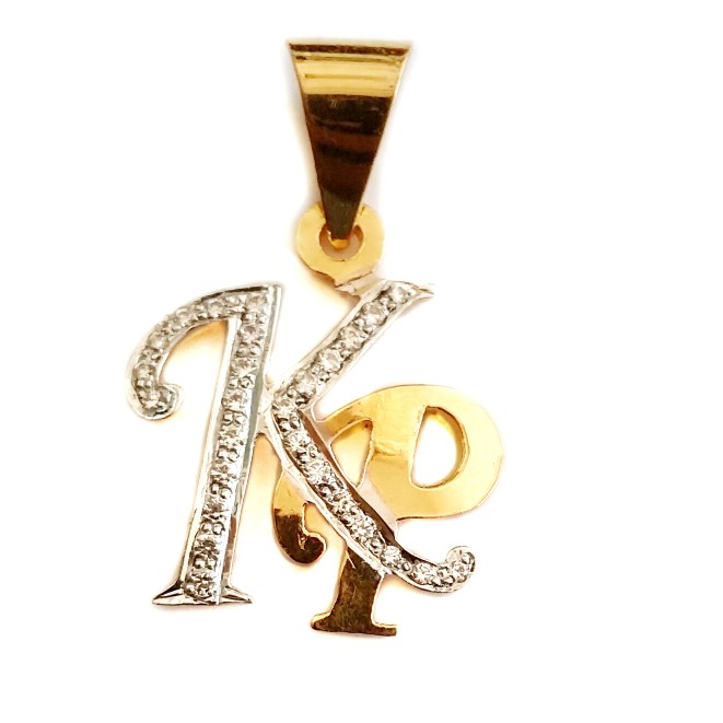 22k gold modern style kp monogram p...