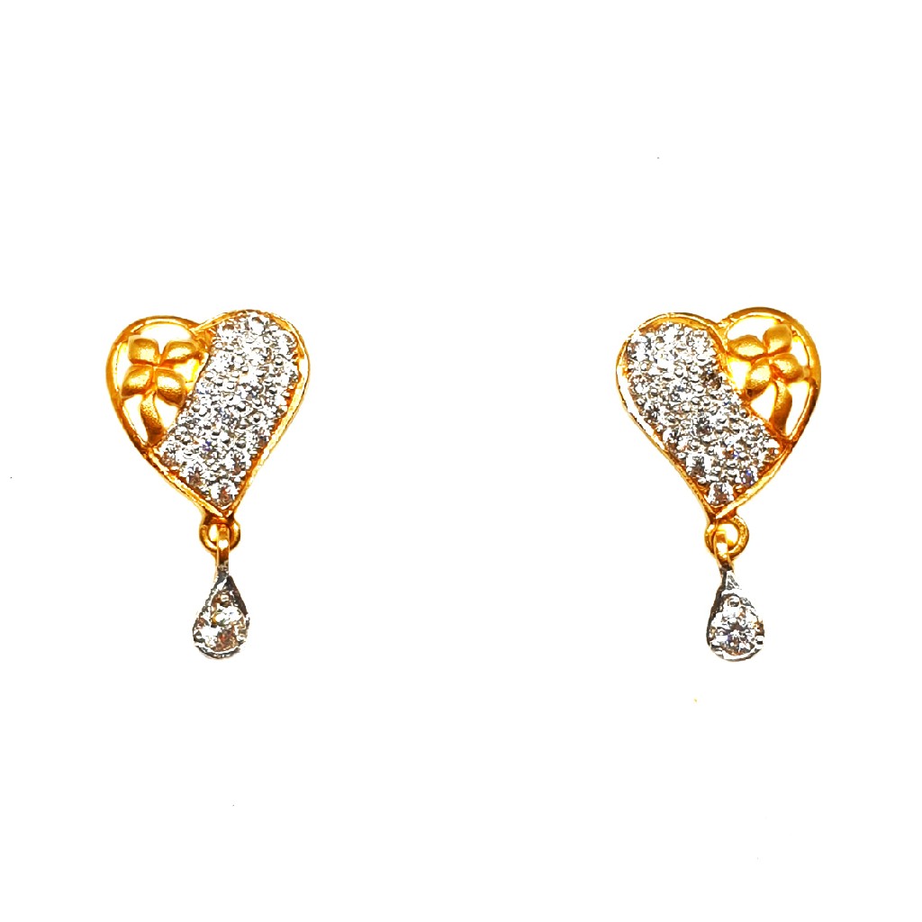 22K Gold Heart Shaped Earrings MGA...