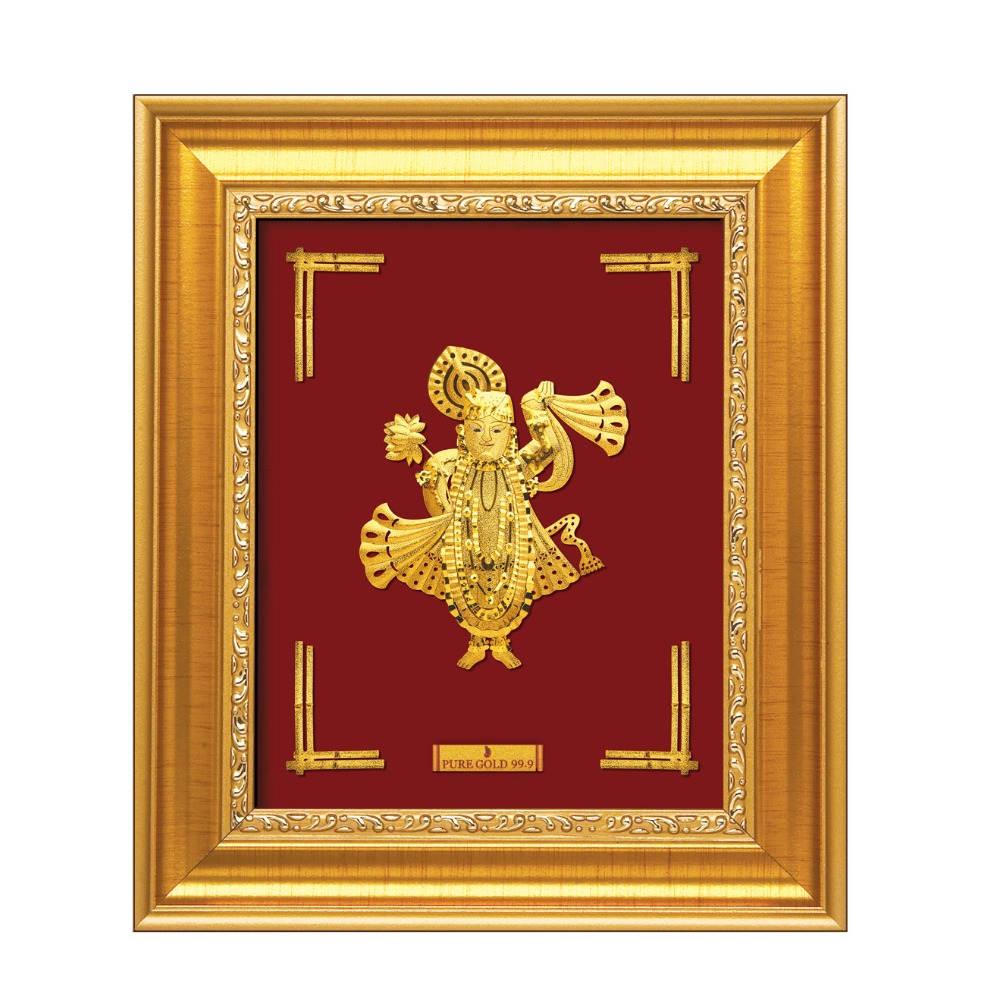 Shreenathji frame in 24k gold leaf...