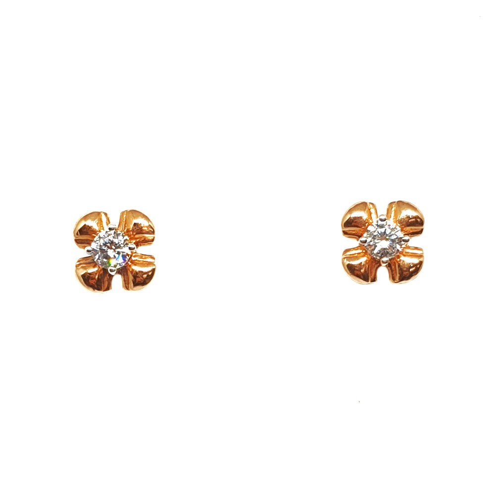 18K Rose Gold Flower Shaped Earring...