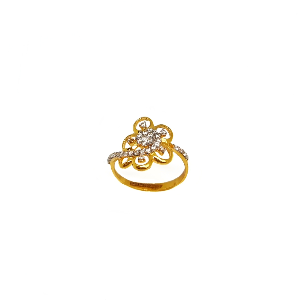 Flower Design Ladies Ring In 22K Go...