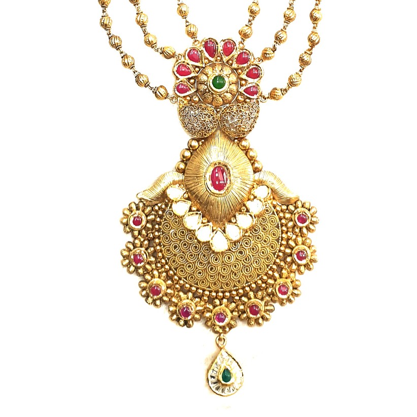 22k Gold Antique Designer Necklace MGA - GLS092