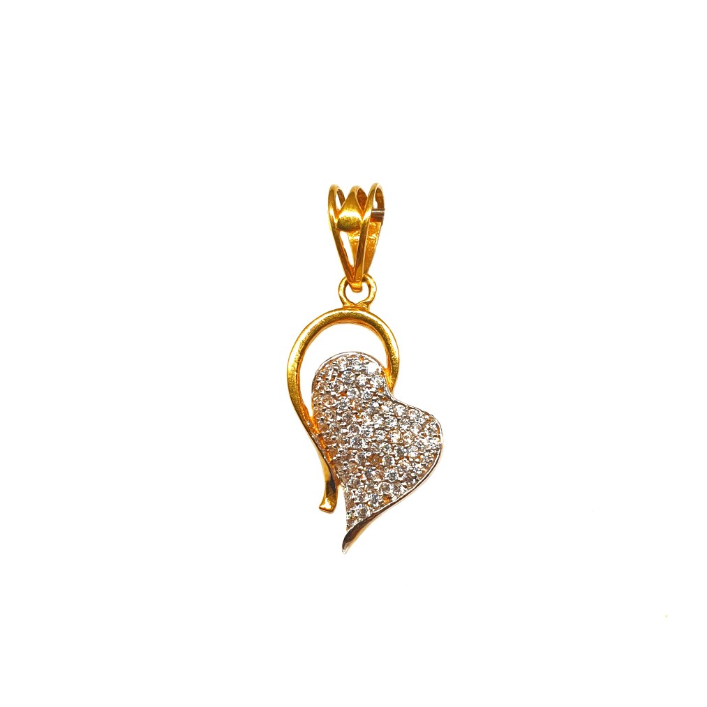 22K Gold Heart Shaped Modern Pendan...