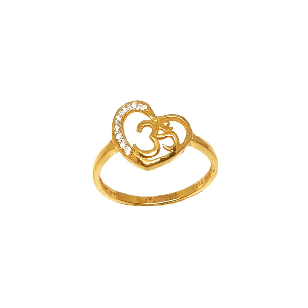 22K Gold Heart Shape Om Ring MGA -...