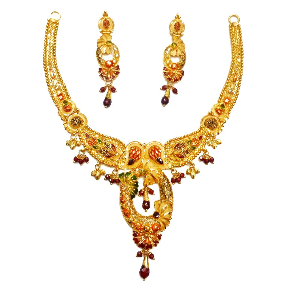 916 Gold Oval Shaped Designer Neckl...