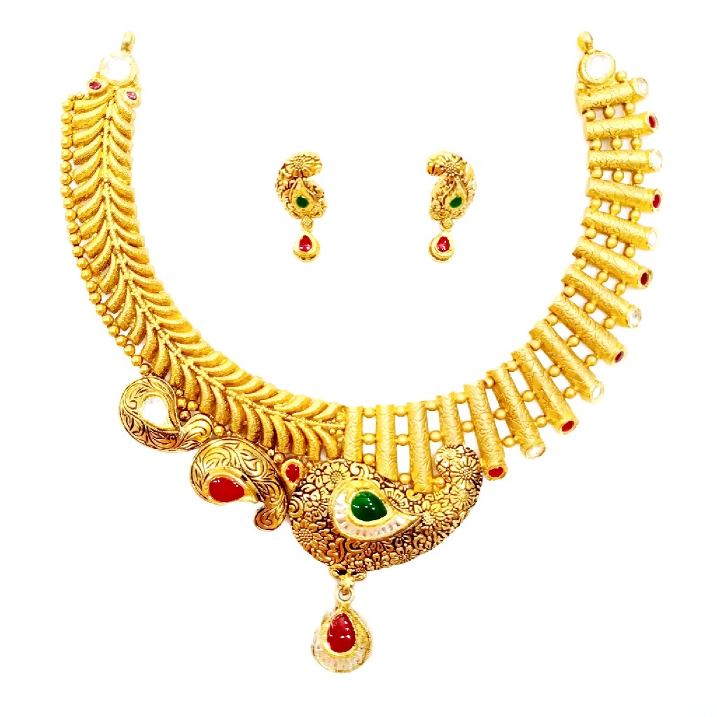 916 gold antique necklace set mga -...