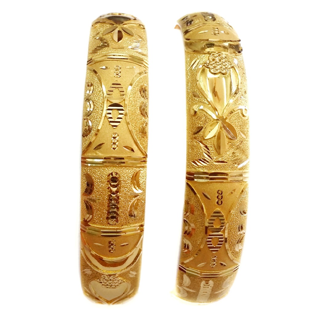 22k plain Gold Patla Bangles MGA -...