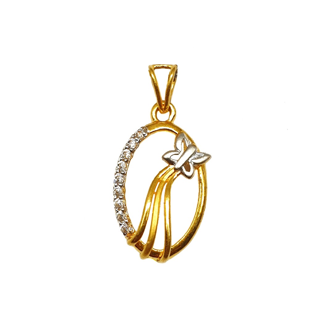 22K Gold Oval Shaped Butterfly Pend...