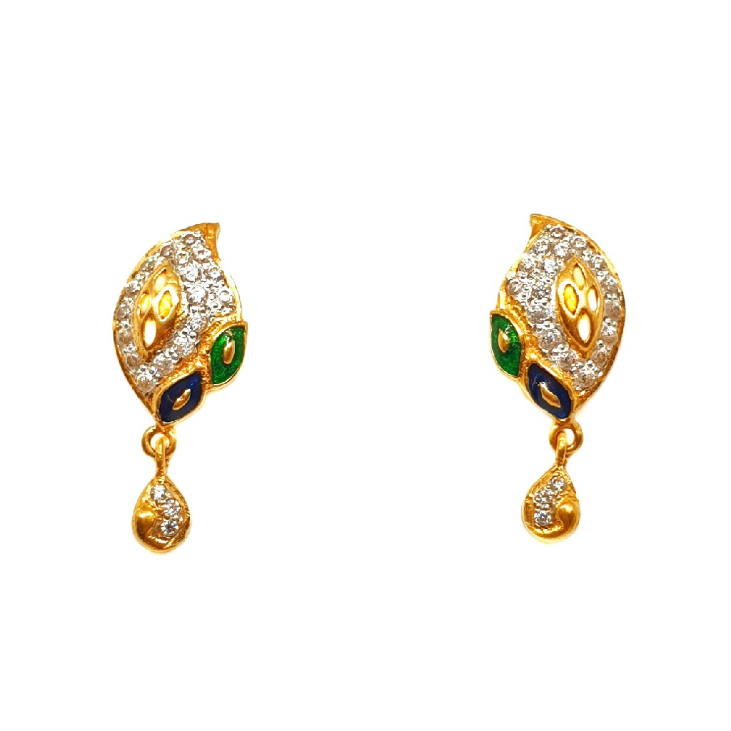 22K Gold Meenakari Earrings MGA - BTG0093