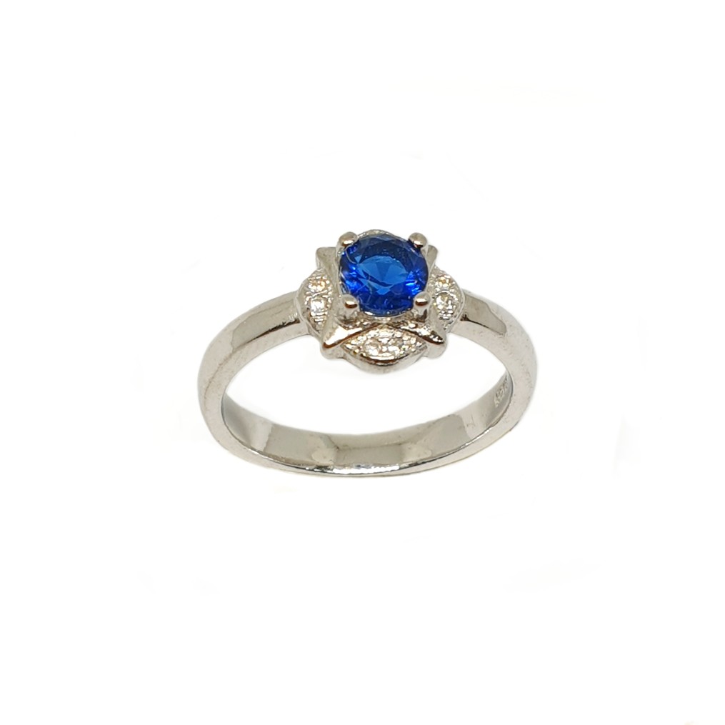 925 Sterling Silver Blue Stone Ring...