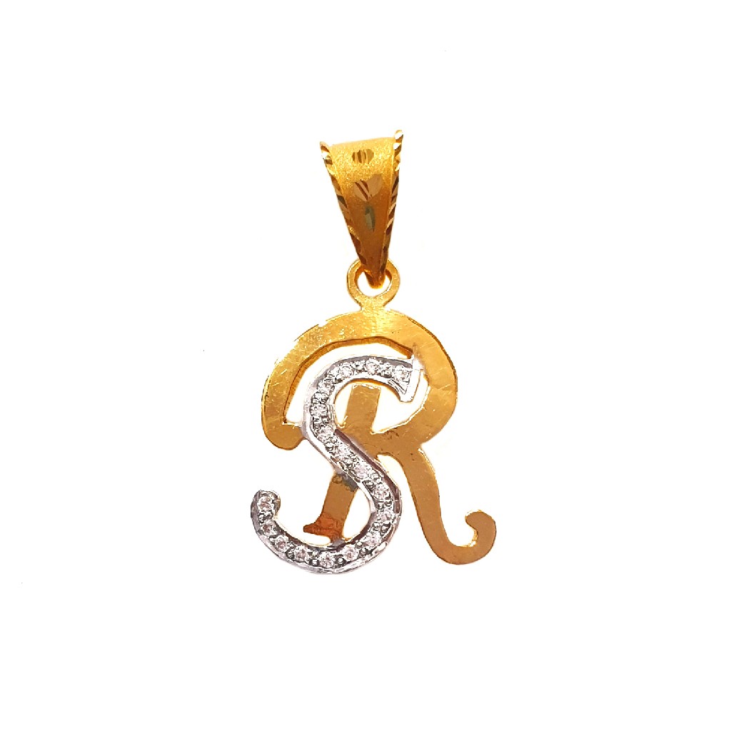 22k gold monogram (letter sr) penda...