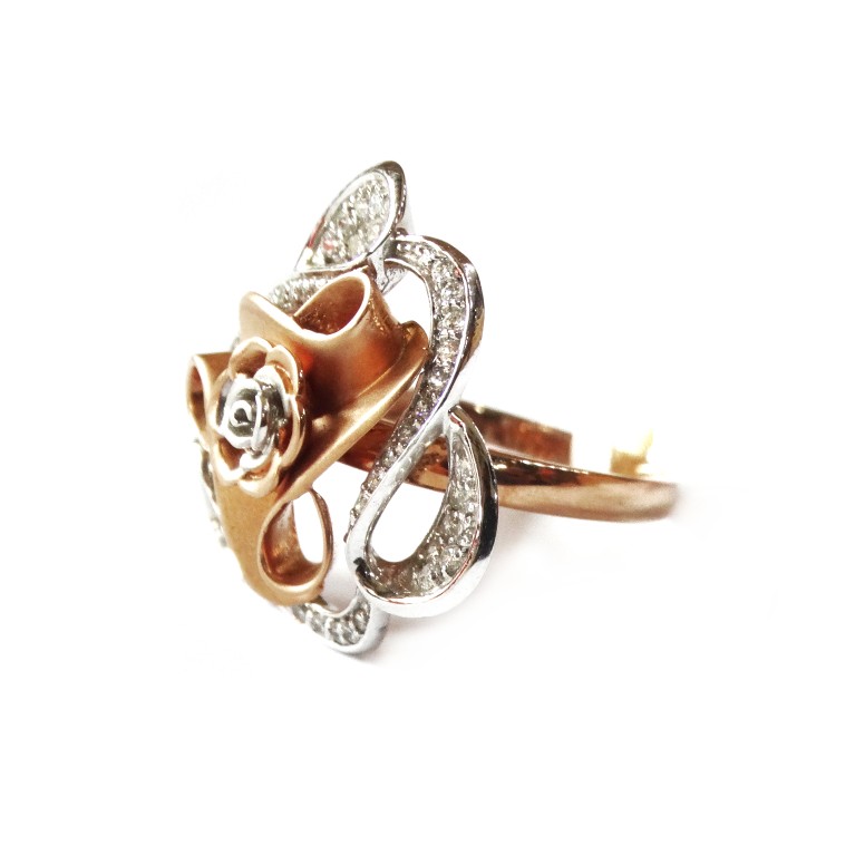 18k rose gold flower shape ring mga...