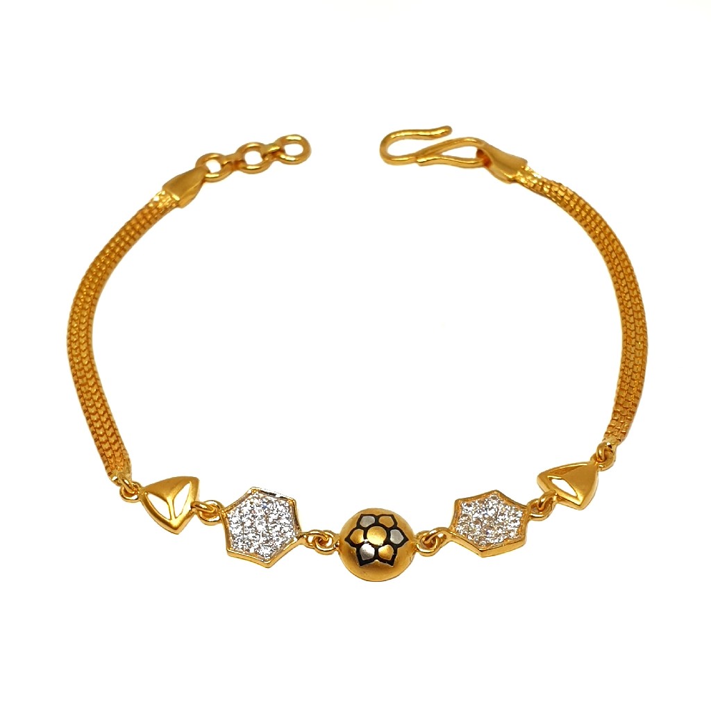 22K Gold Oxidised CZ Diamond Bracel...