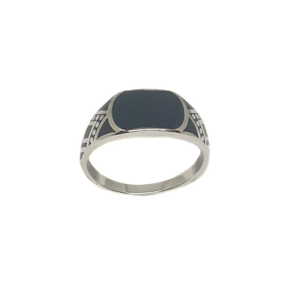 925 Sterling Silver Black Meenakari Ring MGA - GRS2145