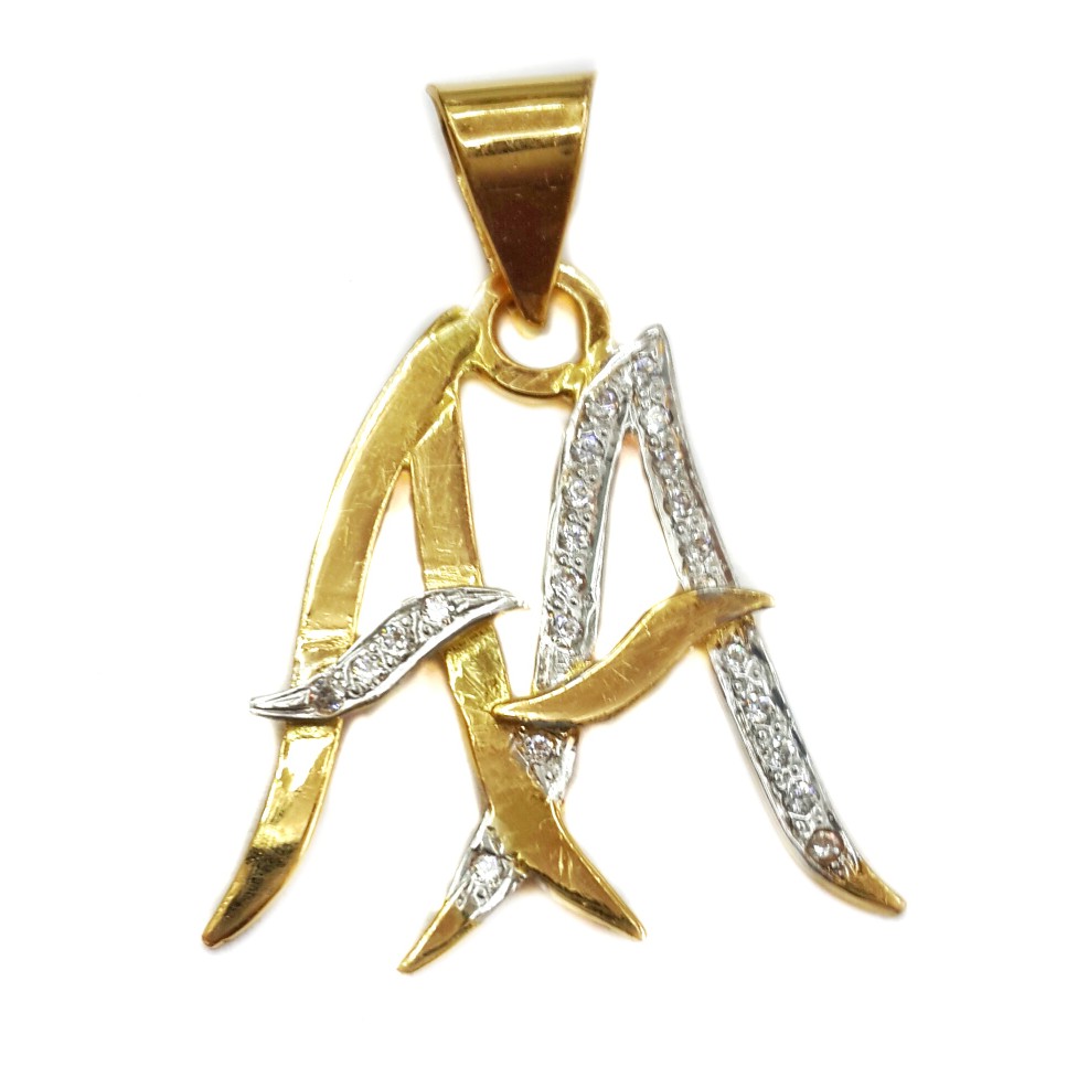 22k gold double aa monogram pendant...