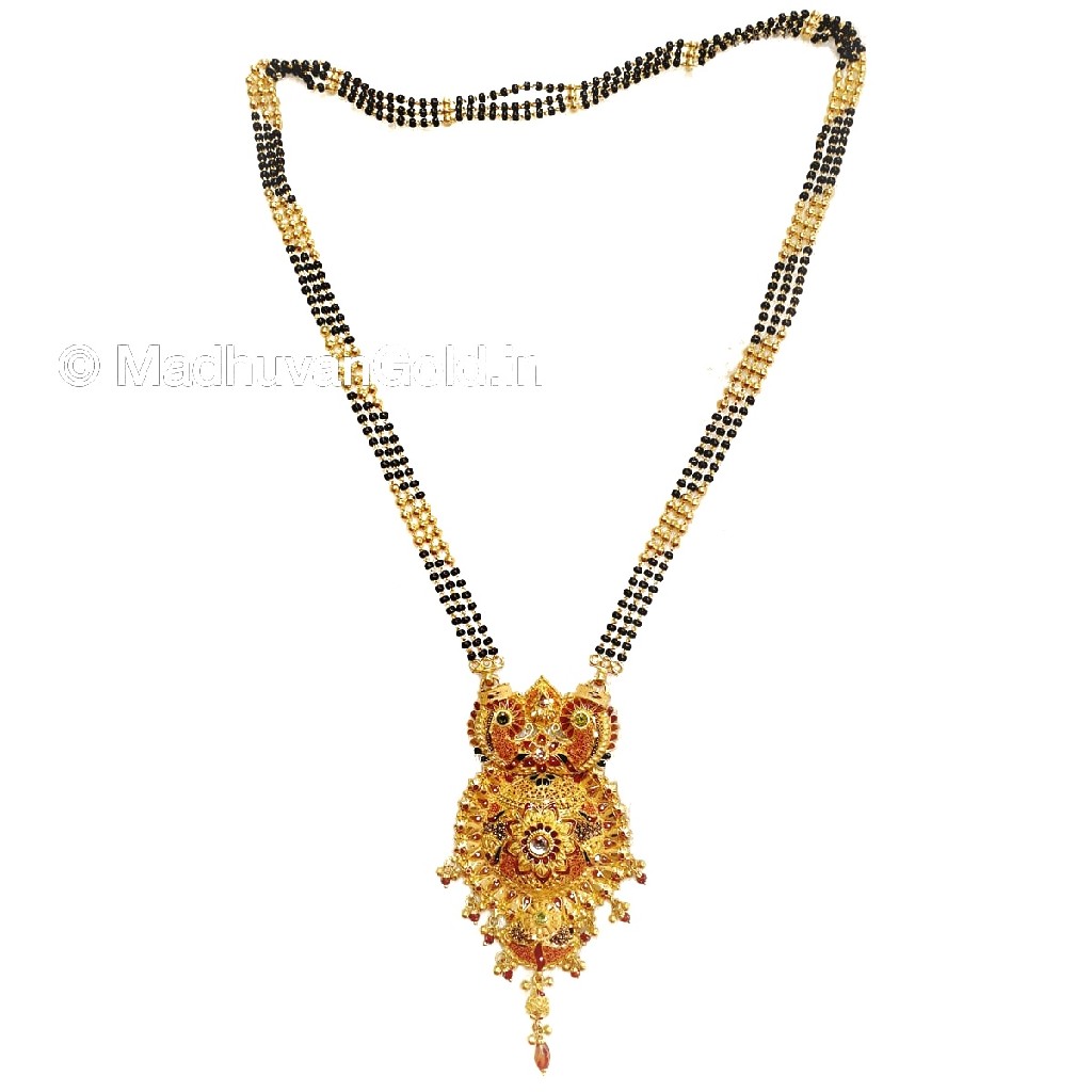 916 Gold Minakari Flower Shape Mang...