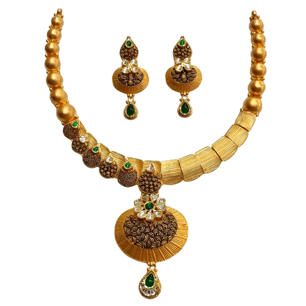 22K Gold Antique Oxidised Modern Ne...