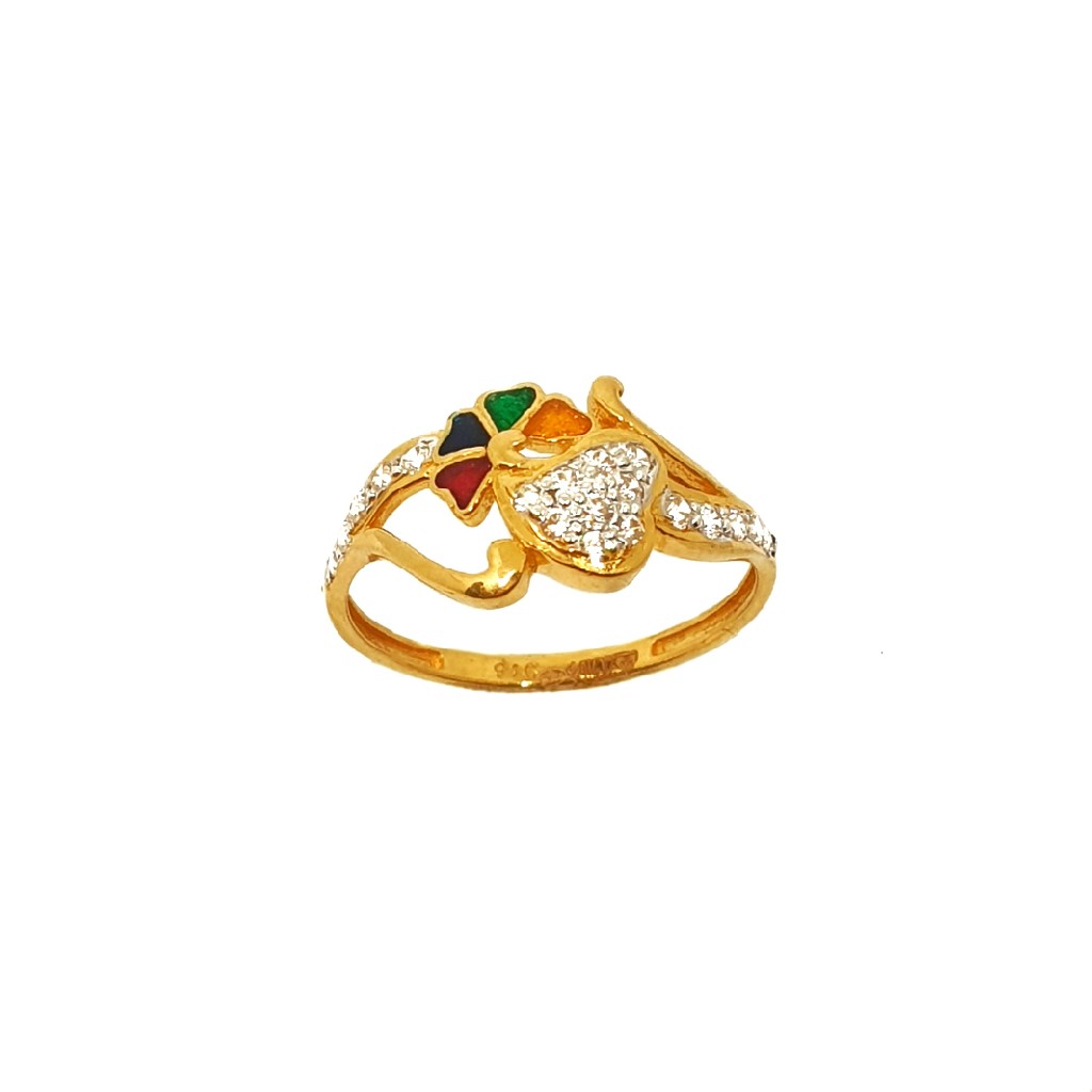 22K Gold Heart Shaped Meenakari Rin...