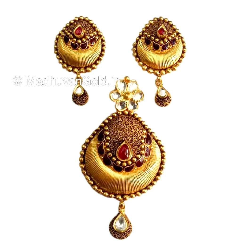 916 Gold Antique oxidised Pendant S...