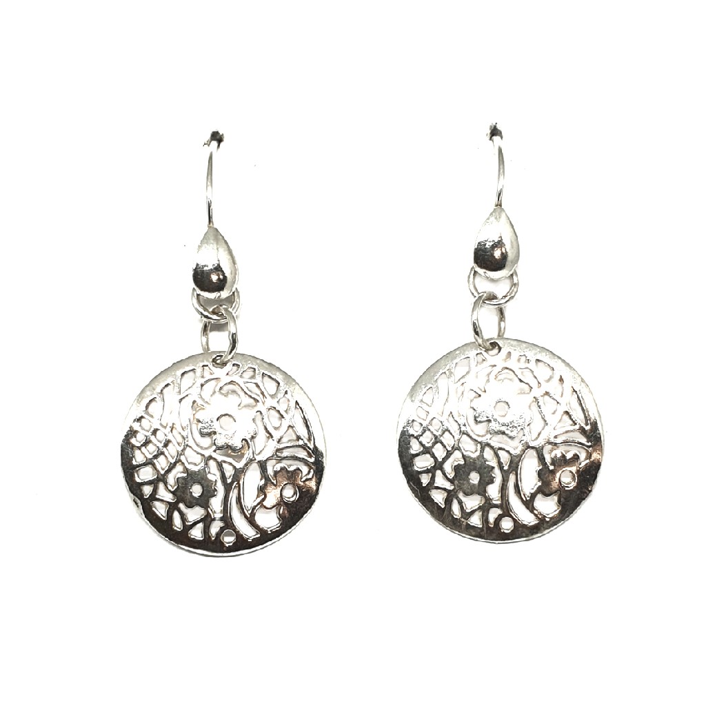 925 Sterling Silver Round Shape Ear...