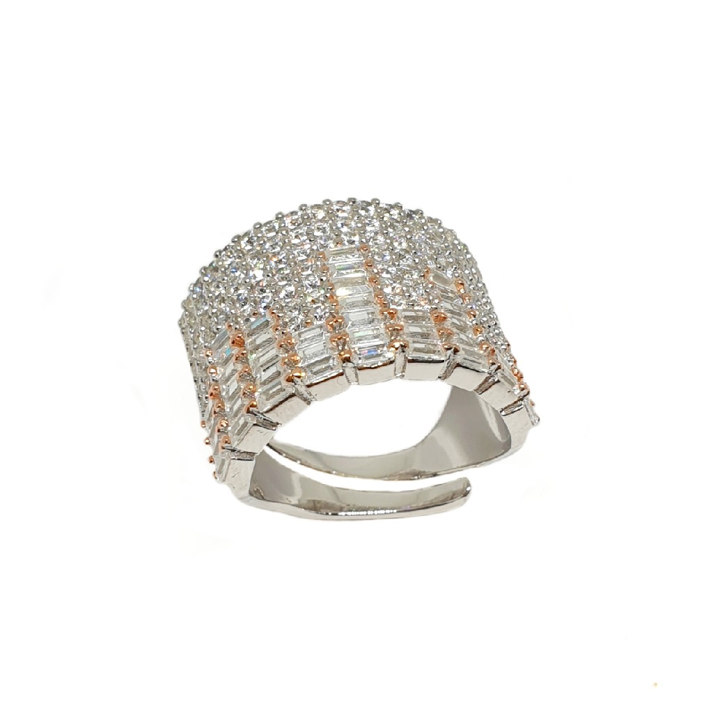 925 Sterling Silver Modern CZ Diamond Ring MGA - LRS3501