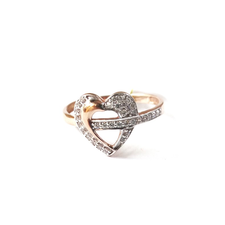 18k rose gold heart shape ring mga - rgr0012