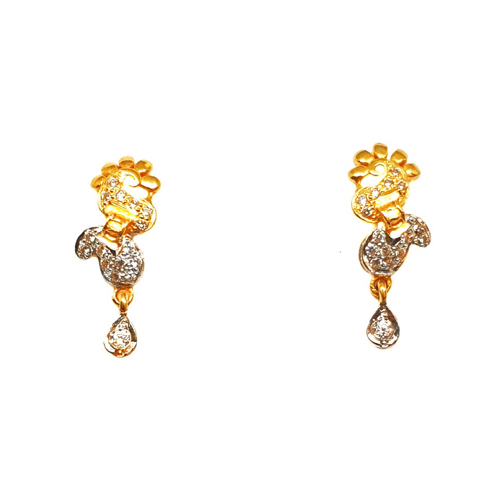 22K Gold CZ Diamond Earrings MGA -...