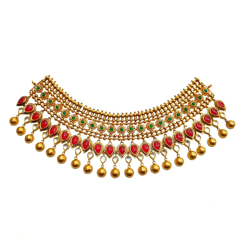 22k gold antique bridal choker neck...