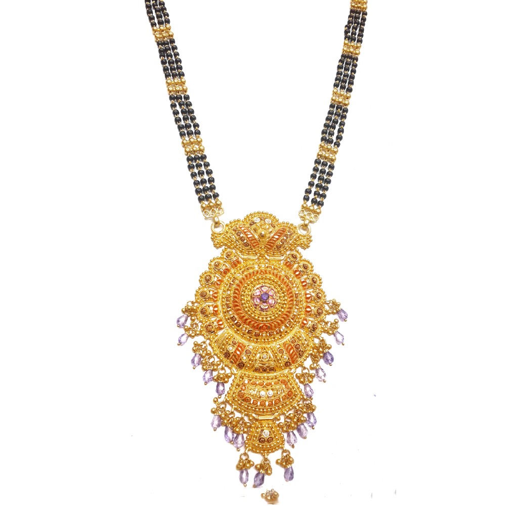 22k Gold Kalkatti Purple Beads Mang...