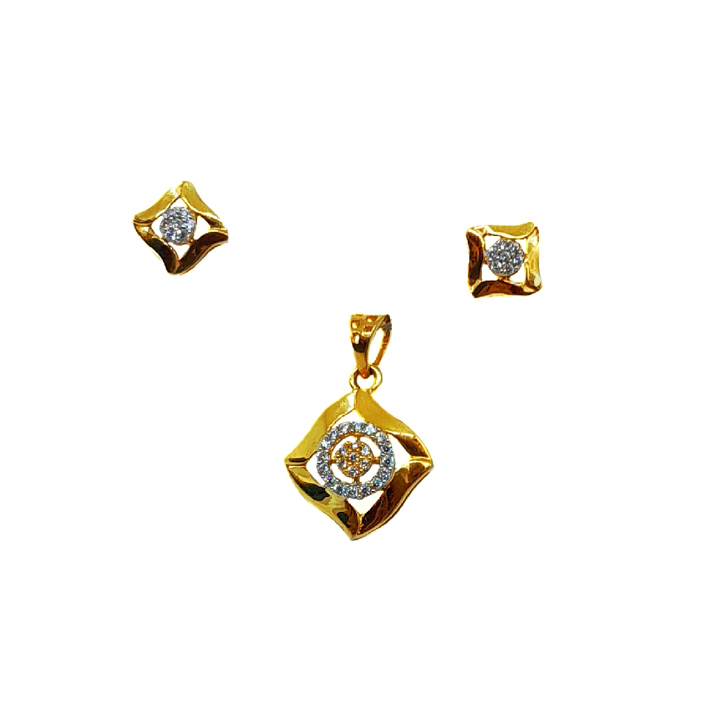 Square Design Diamond Pendant Set I...