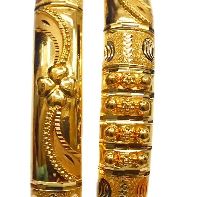 22k Plain Gold Fancy Patla Bangles MGA - GP046
