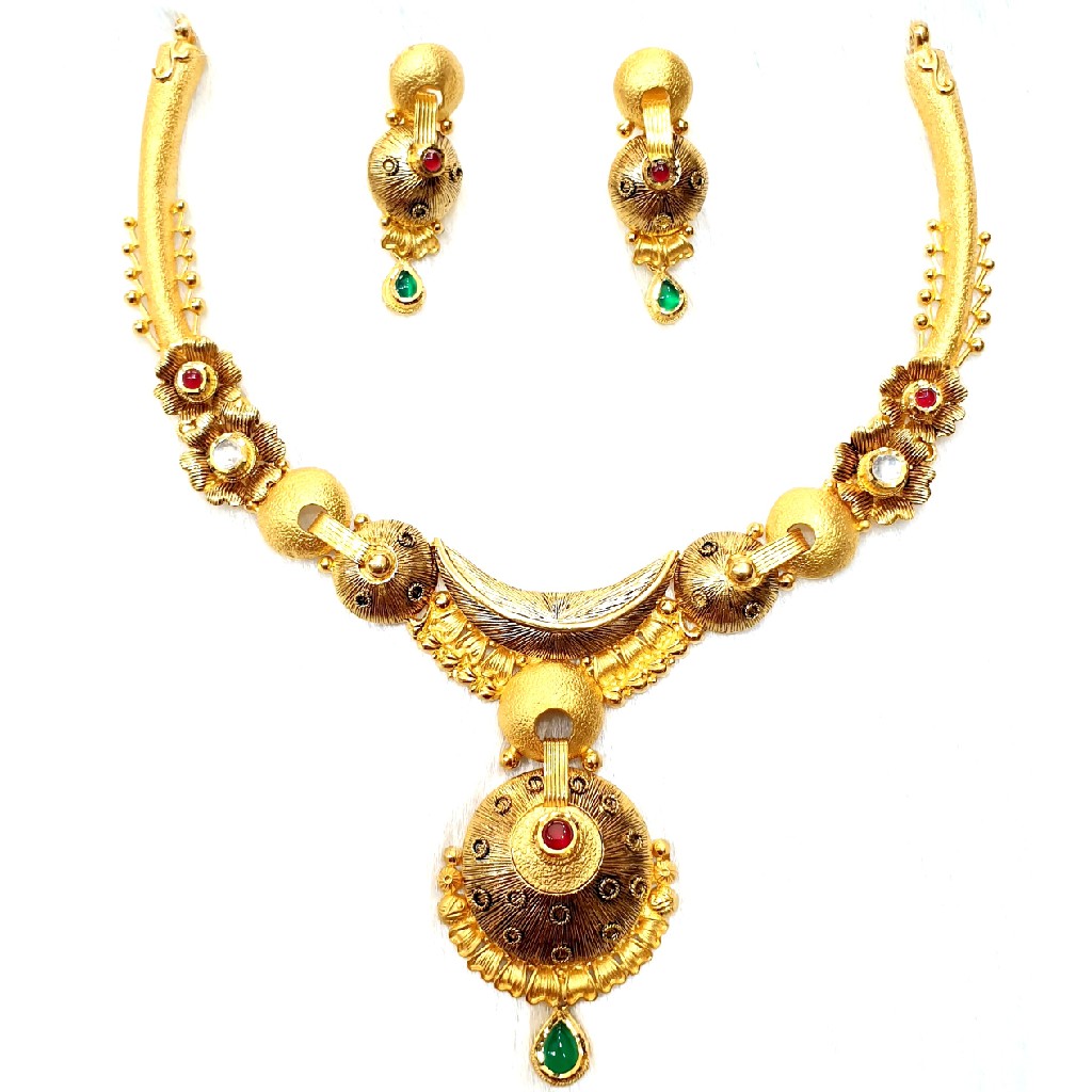 916 gold antique necklace set mga -...