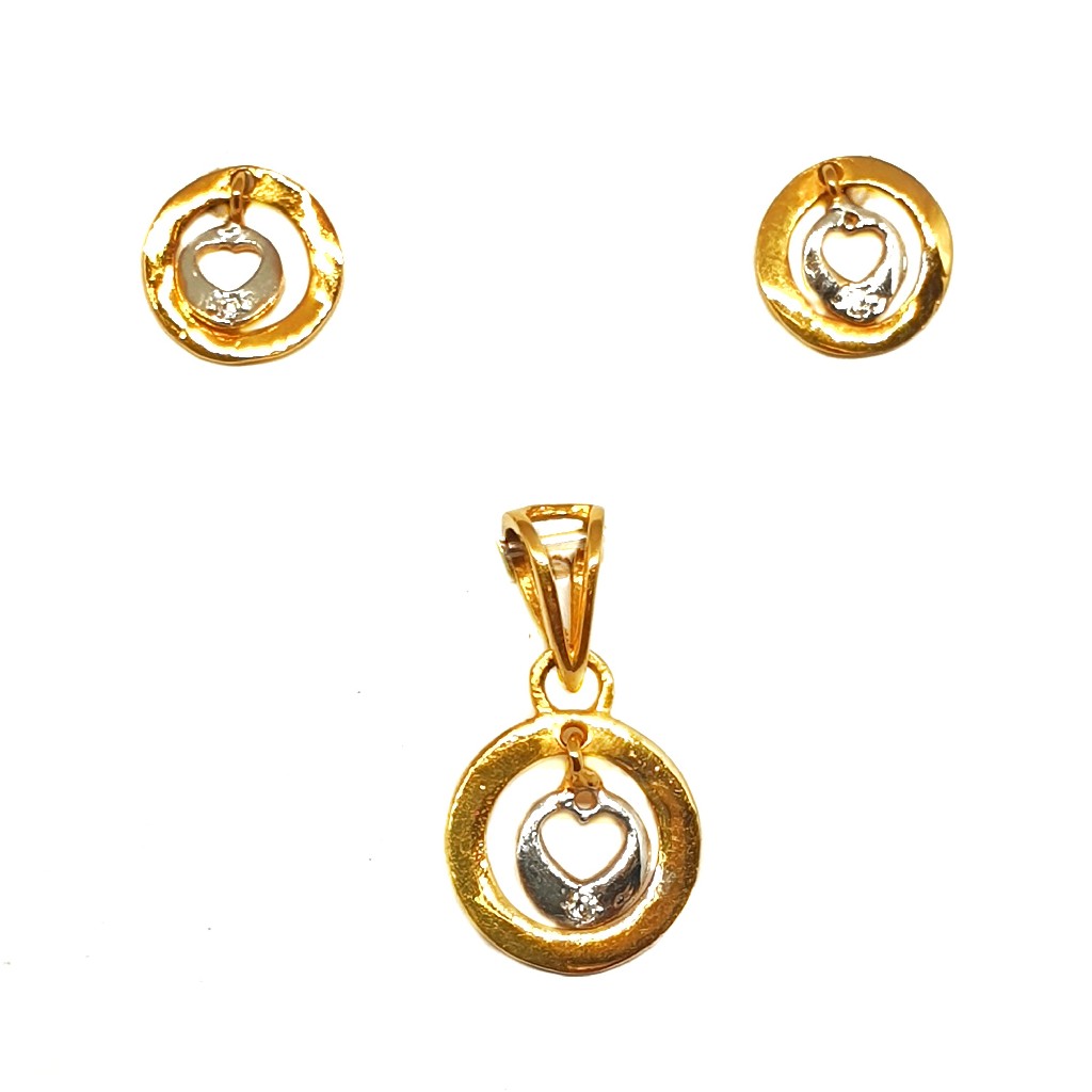 22K Gold Round Shaped Pendant Set M...