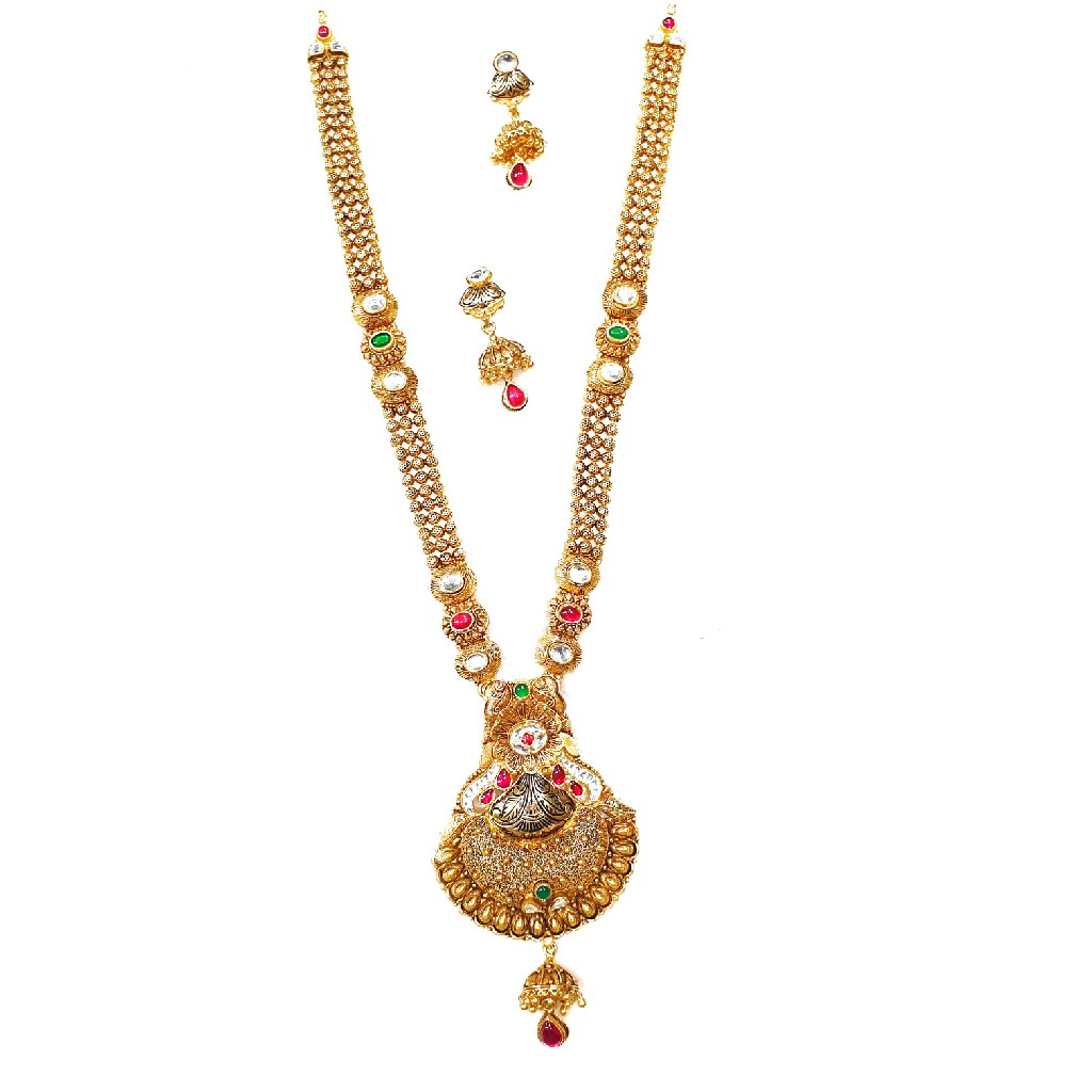 916 gold antique rajwadi necklace w...