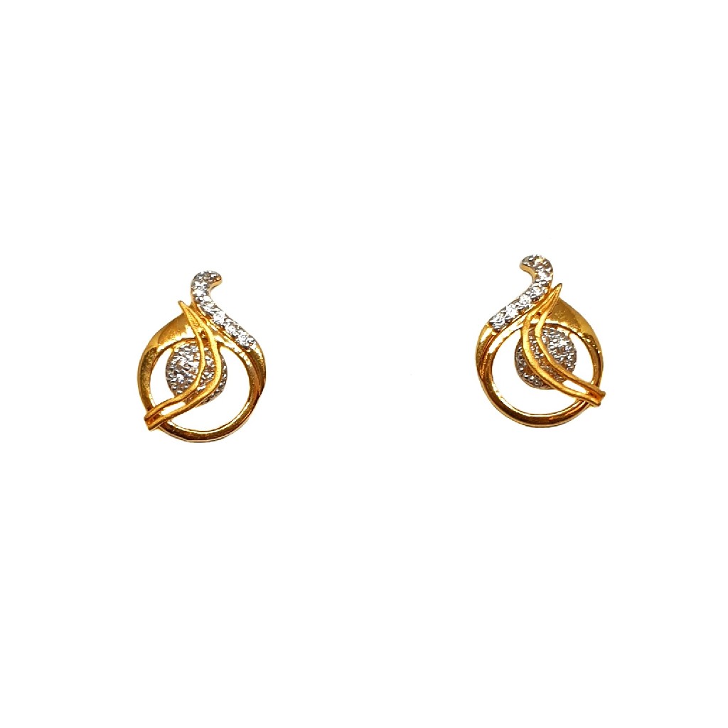 22K Gold CZ Diamond Designer Earrin...