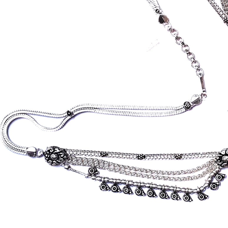 Oxidized antique silver kamar bandh mga - jus0056