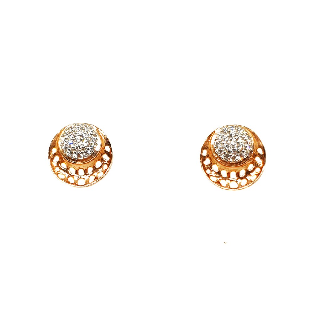 18K Gold Round Shaped Designer Earr...