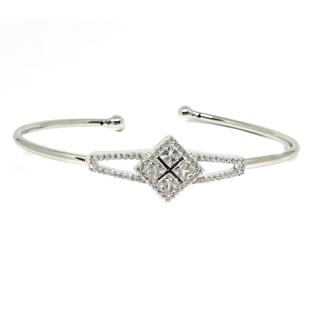 CZ Diamond 925 Sterling Silver Squa...