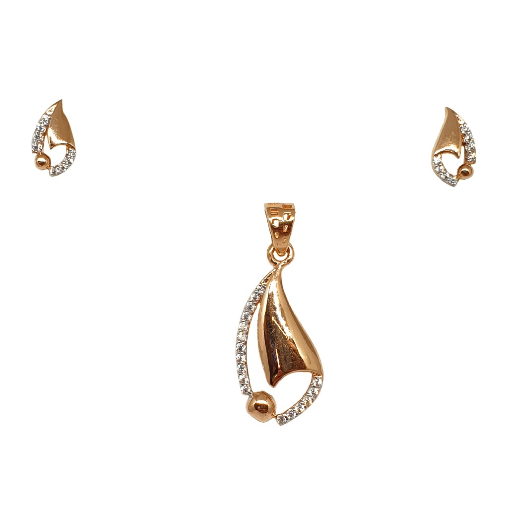 18K Rose Gold Designer Pendant Set...