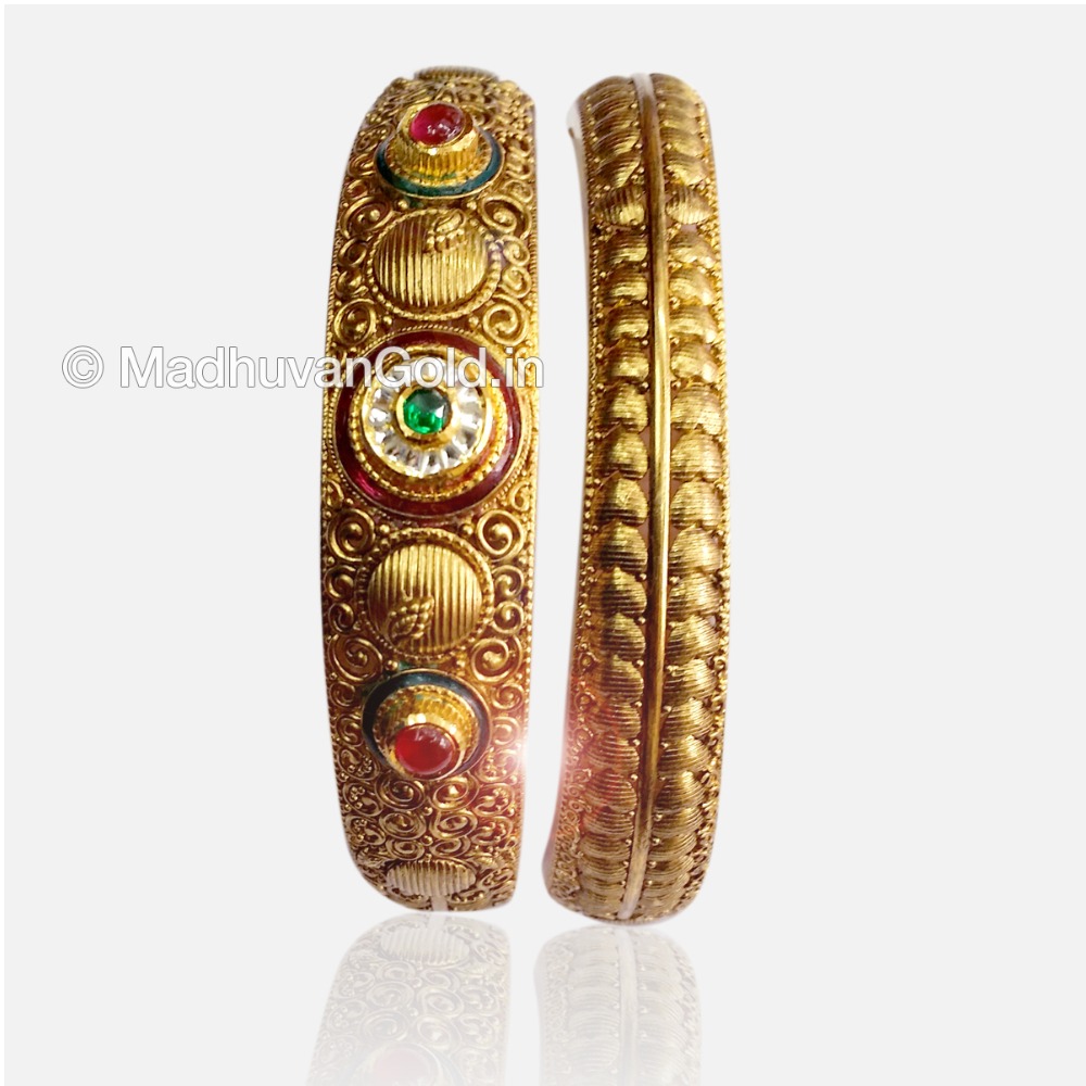 22K Gold Antique Kada Bangles