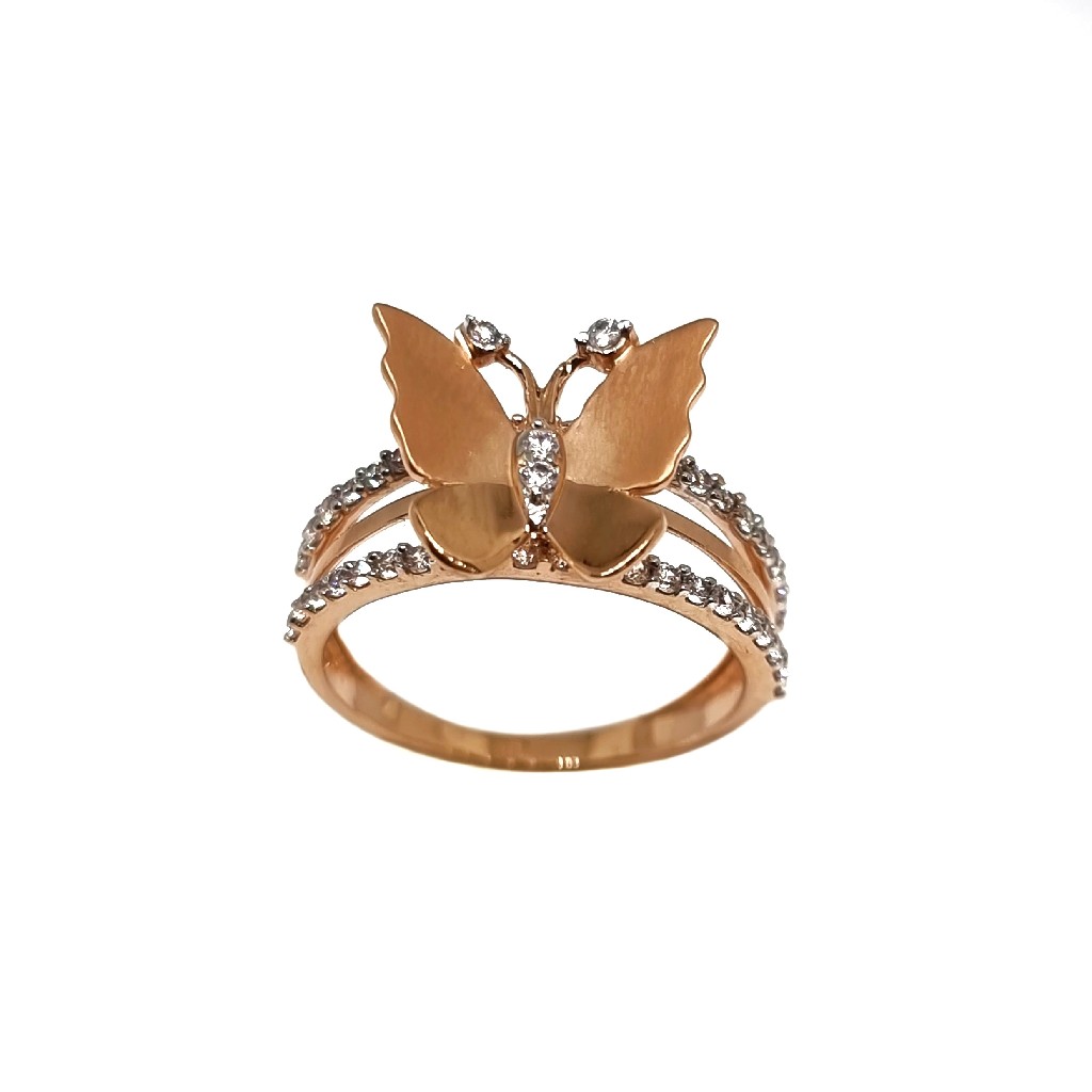 18K Rose Gold Butterfly Shaped Desi...