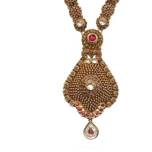 22kt Gold Antique Oxidised Necklace With Earrings MGA - GLS054