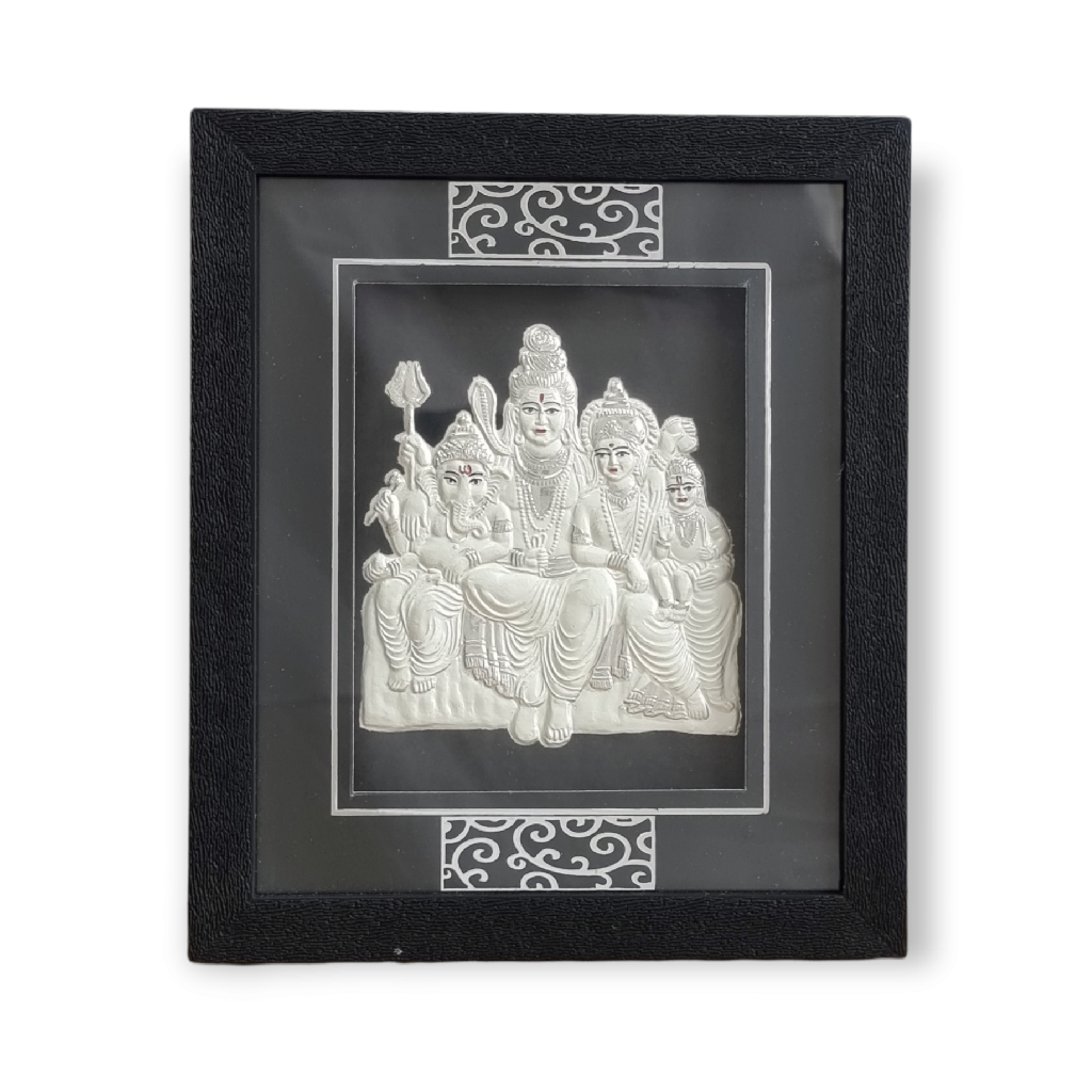 Lord Shiva Family Frame In 999 Silv...