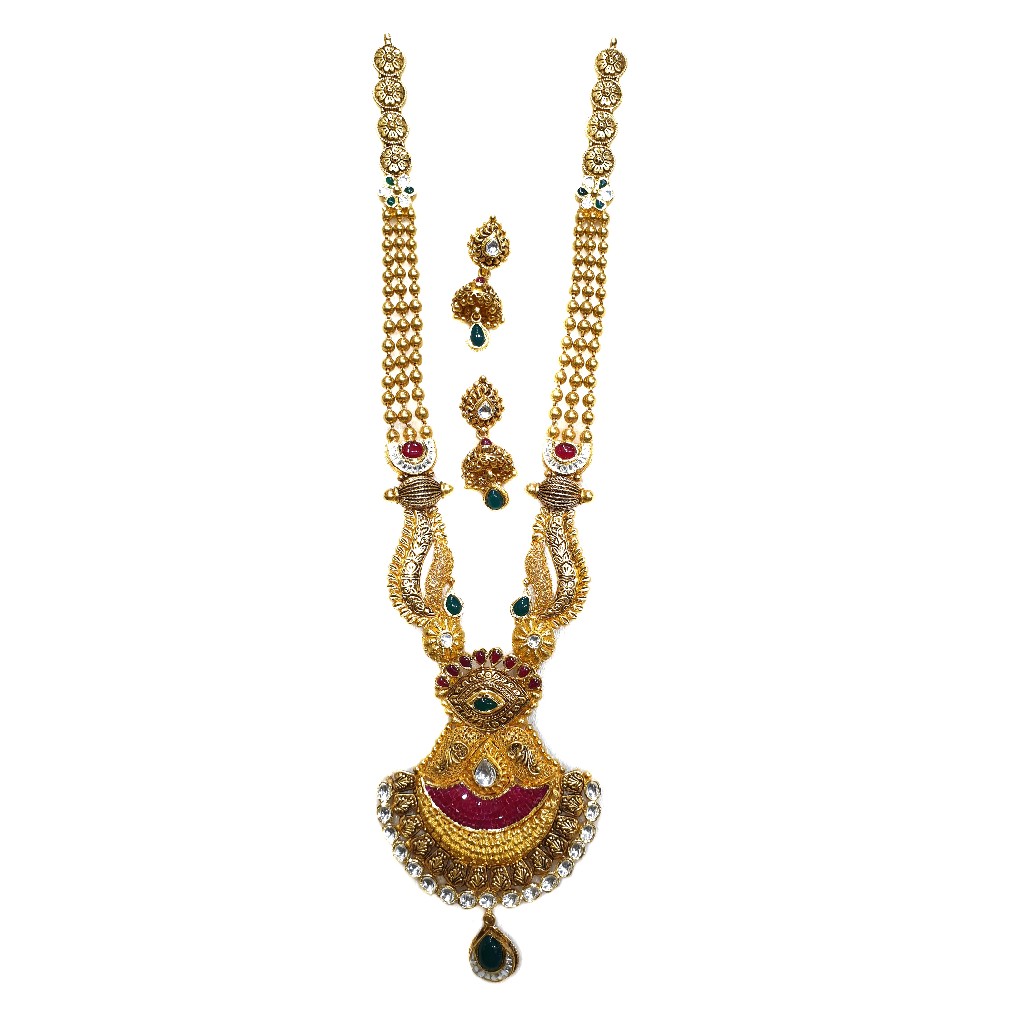 22k Gold Antique Rajwadi Necklace W...