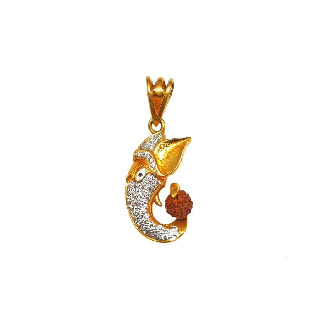 22K Gold Ganesh Rudraksh Pendant MG...