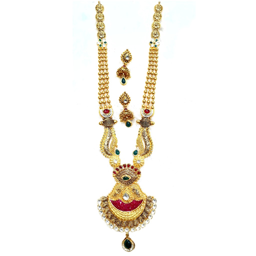 22k gold antique long necklace set...